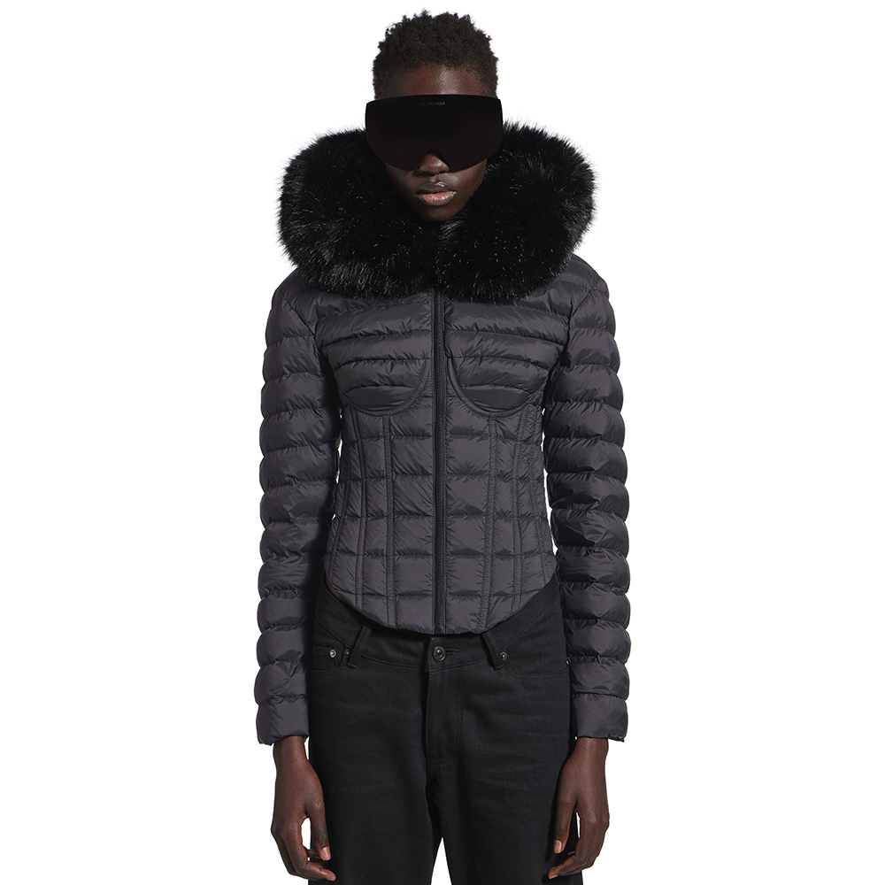 NIGO Balenciaga Women's Hooded Corseted Puffer Black #nigo333731