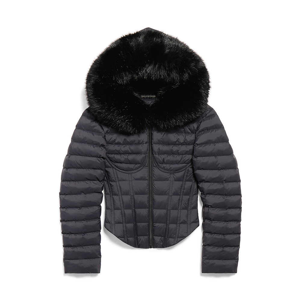 NIGO Balenciaga Women's Hooded Corseted Puffer Black #nigo333731