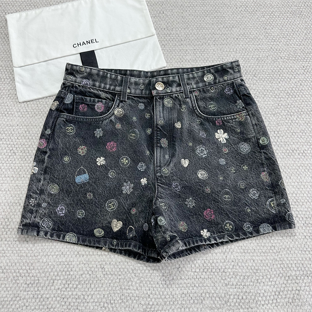 NIGO Chanel Shorts Laminated Denim Dark Gray Multicolo #nigo333930