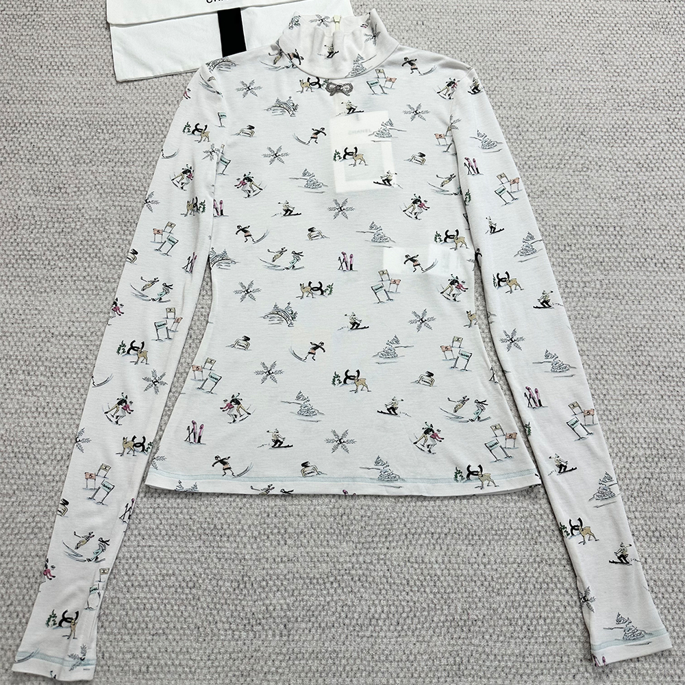 NIGO Chanel Long Sleeved Top Mixed Fibers Ecru Black Beige Pink #nigo333931