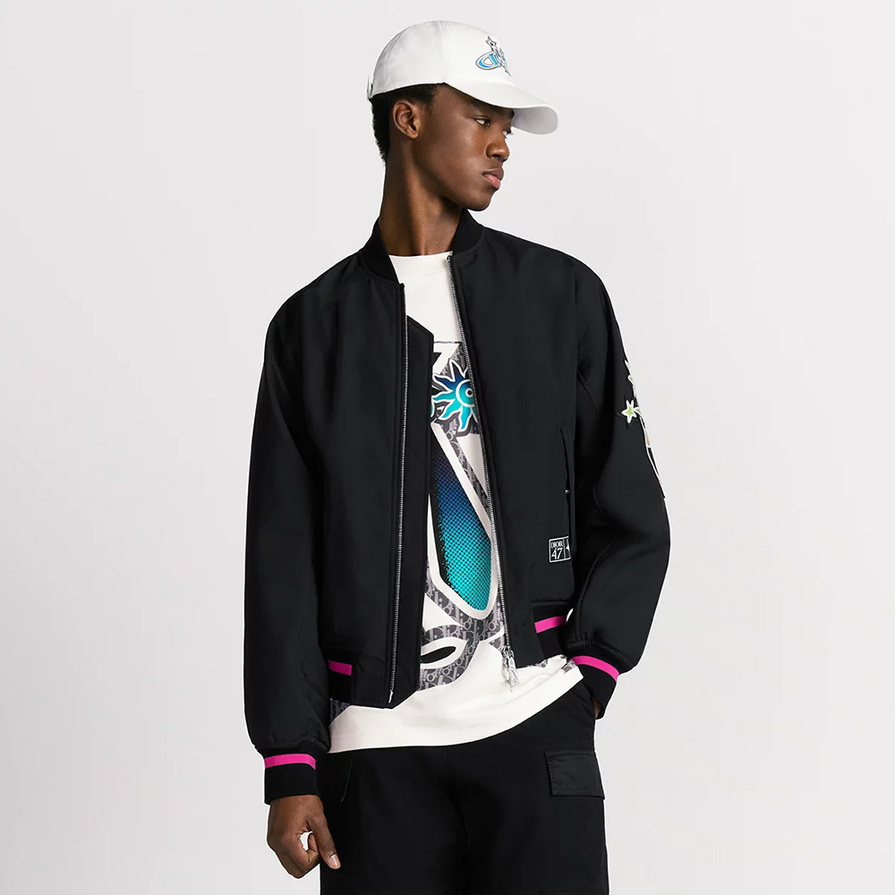 NIGO Dior and Lewis Hamilton Short Jacket Black Technical Fabric #nigo333909