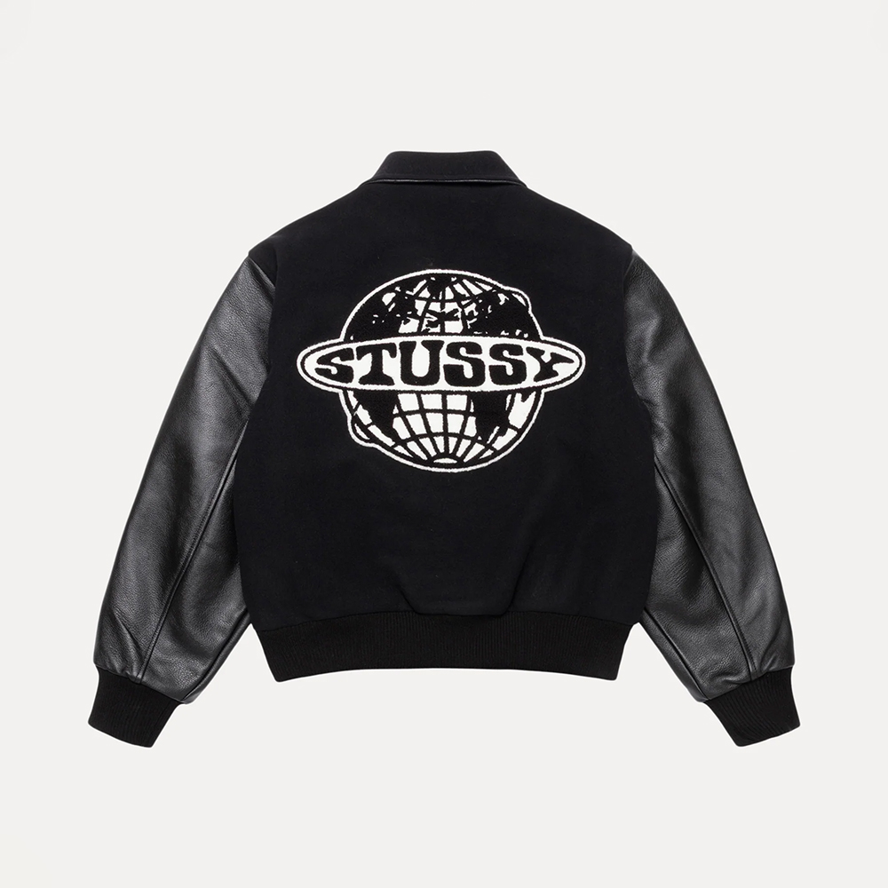 NIGO Stussy Globe Varsity Jacket Black Outerwear #nigo330632