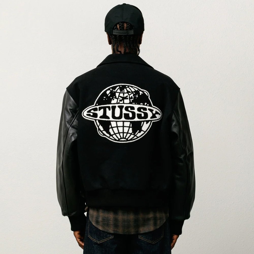 NIGO Stussy Globe Varsity Jacket Black Outerwear #nigo330632