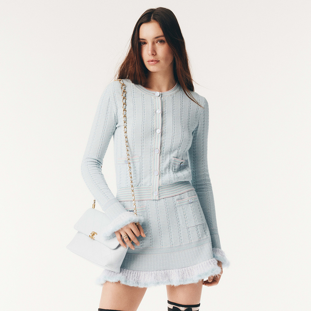 NIGO Chanel Cardigan Cashmere Short Skirt Cotton Feathers #nigo333933