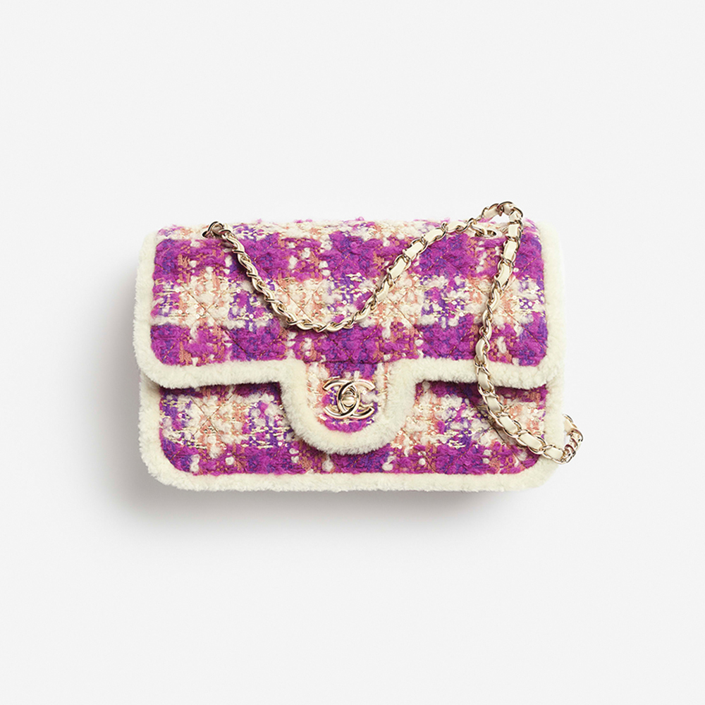 NIGO Chanel Large Flap Bag Tweed Shearling Lambskin #nigo333980