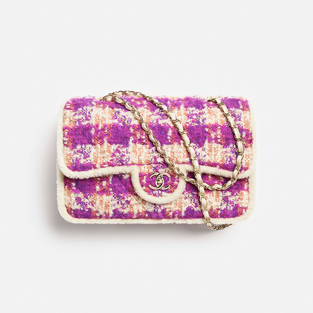 NIGO Chanel Large Flap Bag Tweed Shearling Lambskin #nigo333980