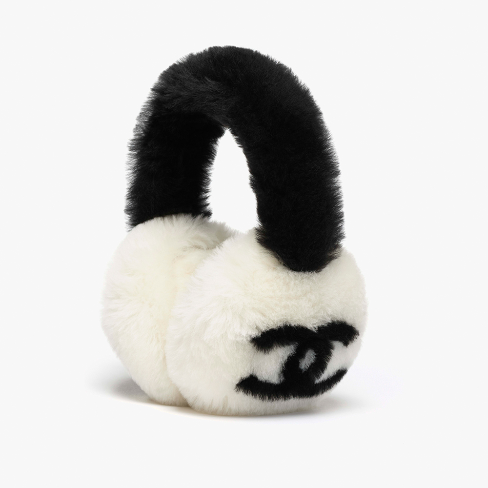 NIGO Chanel Earmuffs Shearling Lambskin Black Ecru #nigo333993
