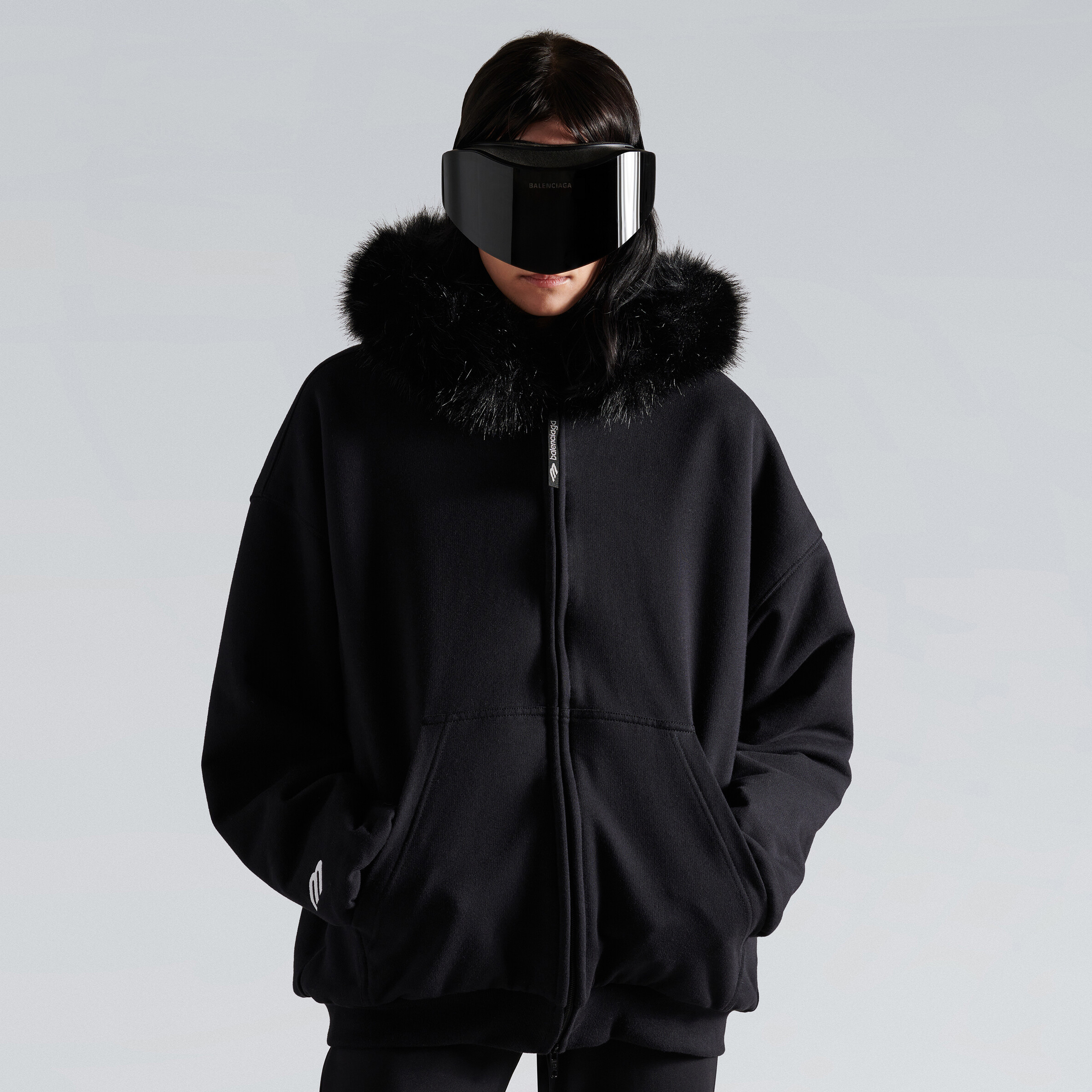 NIGO Balenciaga Fluffy Hoodie Washed Black Zipper Hooded Sweatshirt #nigo333184