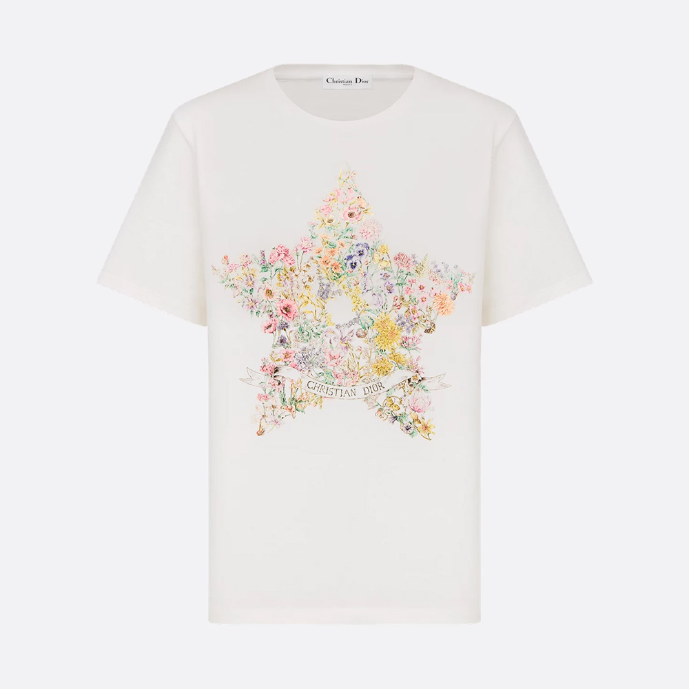 NIGO Dior Dior Star Pattern Floral Cotton-blend Jersey Crew Neck Short Sleeves #nigo334133