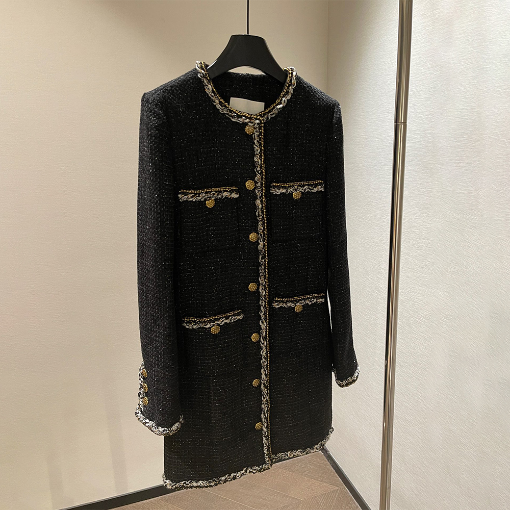 NIGO Chanel Four-pocket Long Coat in Fine Shiny Tweed #nigo334124