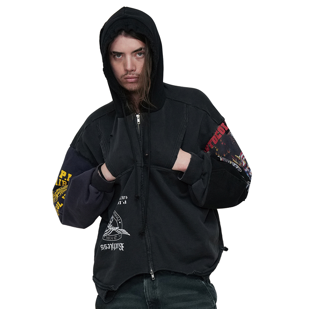 NIGO Protocol Index Upside Down Zip Hoodie Black #nigo334250