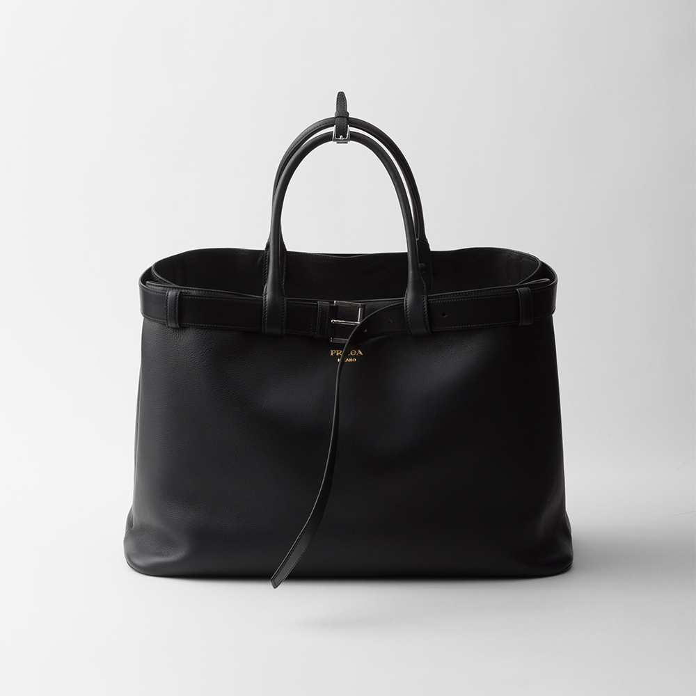 NIGO PRADA Black Prada Buckle Leather Bag With Belt #nigo334235