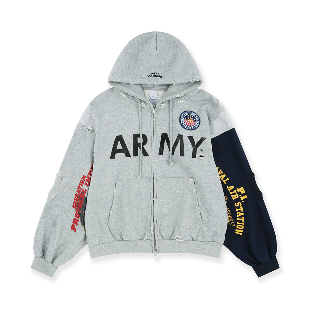 NIGO Protocol Index Reconstructed Sweatshirts Zip Hoodie Melange Grey #nigo334249