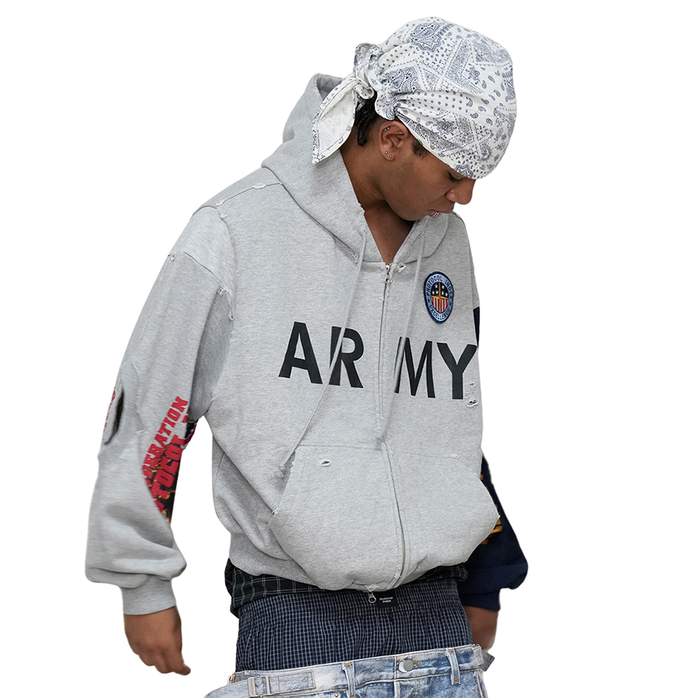NIGO Protocol Index Reconstructed Sweatshirts Zip Hoodie Melange Grey #nigo334249