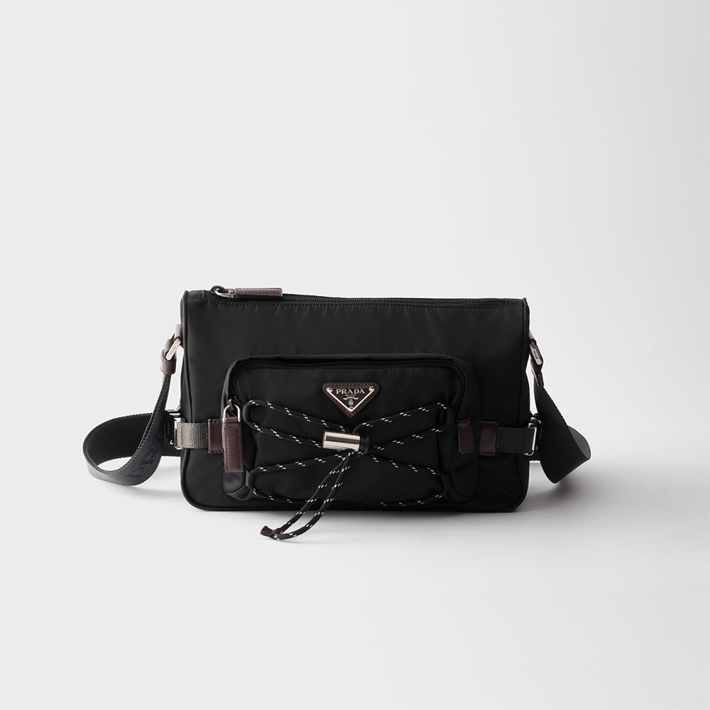 NIGO PRADA Black Prada Speedrock Re-nylon Leather Shoulder Bag #nigo334216