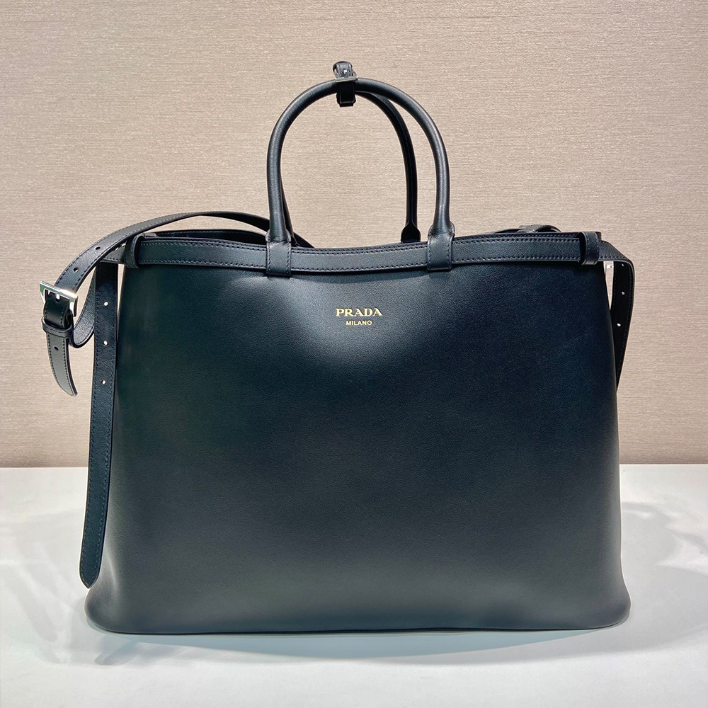 NIGO PRADA Black Prada Buckle Leather Bag With Belt #nigo334235