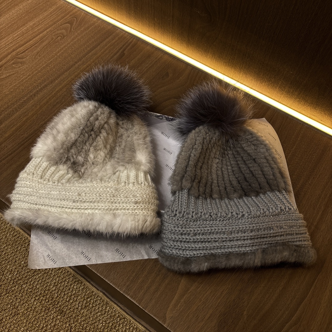 NIGO Dior Mink Knitted Patchwork Fur Ball Fur Hat #nigo334275