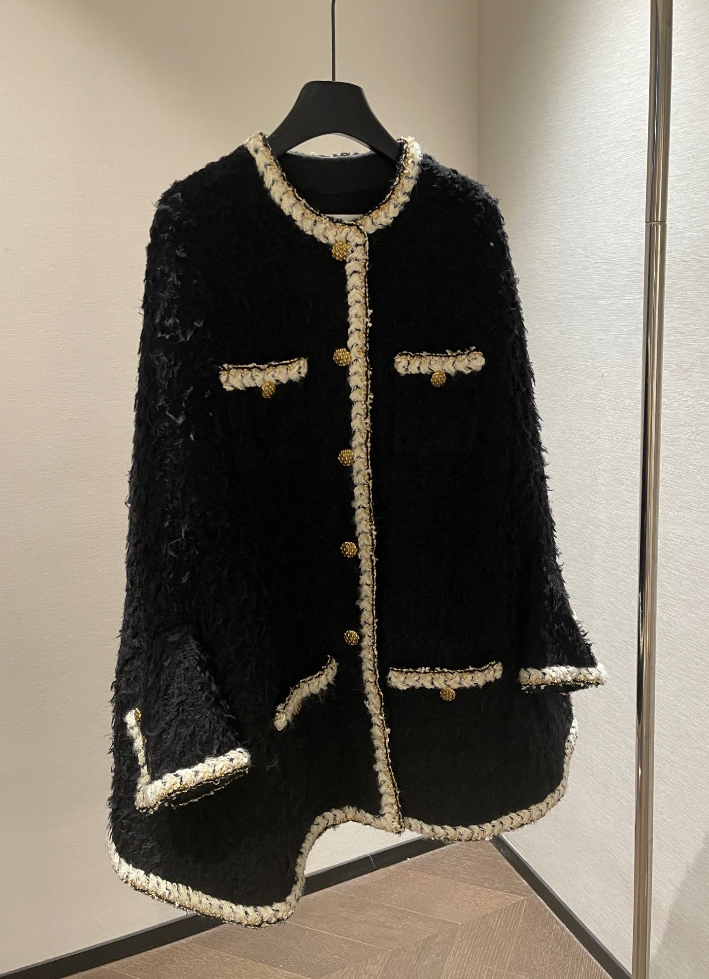 NIGO Chanel Cape Wool Tweed Black Ecru #nigo334181