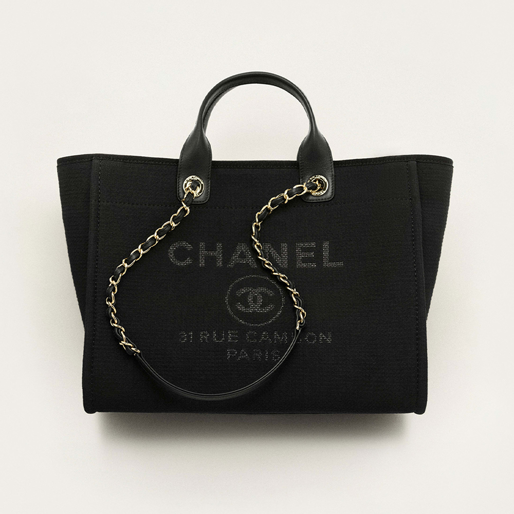 临时--NIGO Chanel Large Shopping Bag Canvas Gold Tone Metal Black
