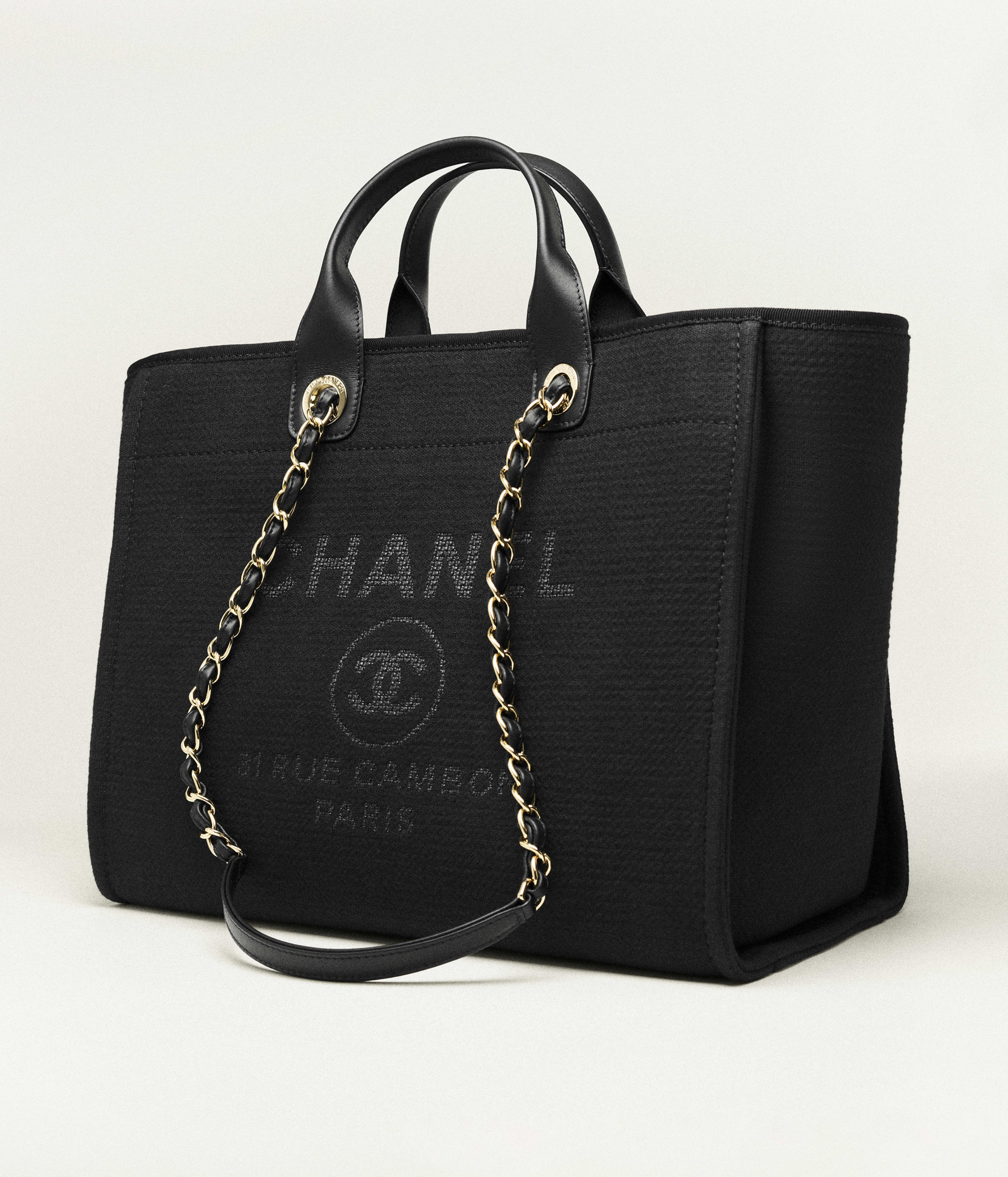 临时--NIGO Chanel Large Shopping Bag Canvas Gold Tone Metal Black