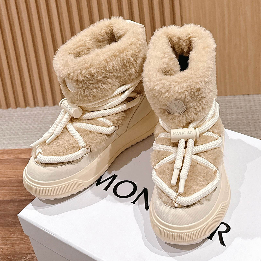 NIGO Moncler Light Beige Moncler Altive Mid Teddy Snow Boots #nigo334369