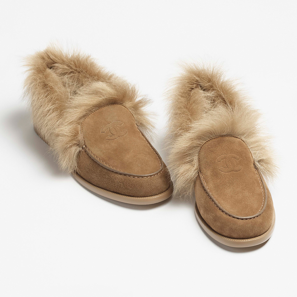 NIGO Chanel Moccasins Suede Kidskin Shearling Lambskin Brown #nigo334371