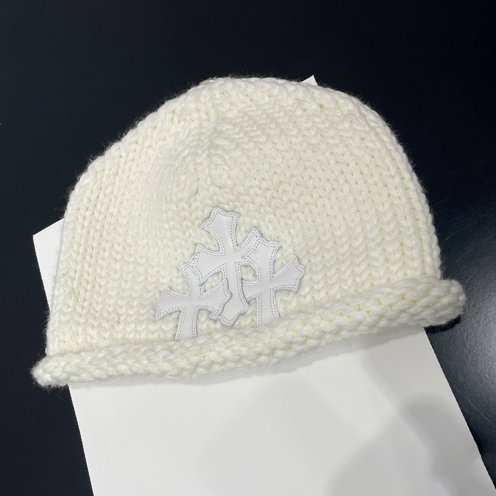 NIGO Chrome Hearts White Leather Cross Cold Hat #nigo334407