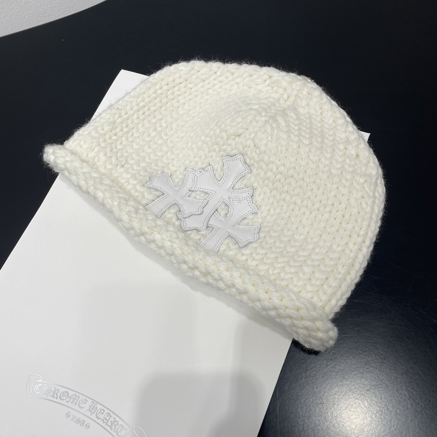 NIGO Chrome Hearts White Leather Cross Cold Hat #nigo334407