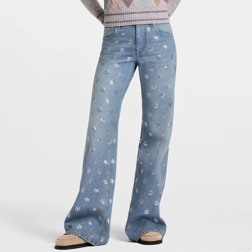 NIGO Louis Vuitton Signature Sequin Boot-cut Jeans #nigo334461