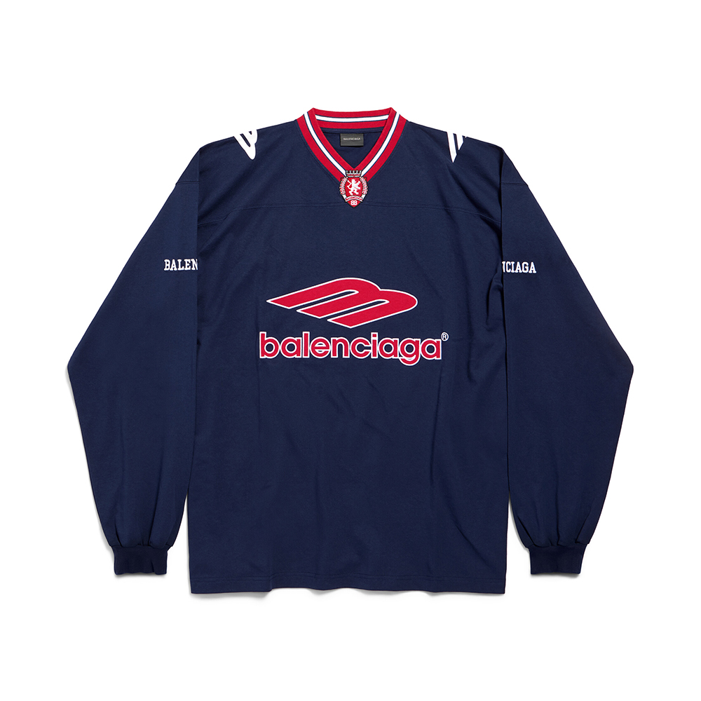 NIGO Balenciaga Men's 3b Football Long Sleeve V-neck T-shirt in Dark Navy red  #nigo334654