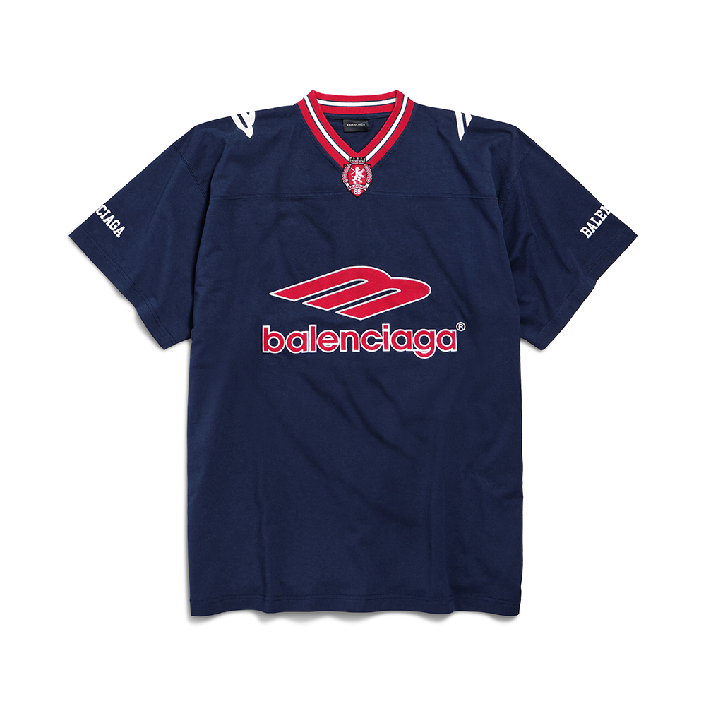 NIGO Balenciaga  Men's 3b Football V-neck T-shirt Oversized in Dark Navy red #nigo334655