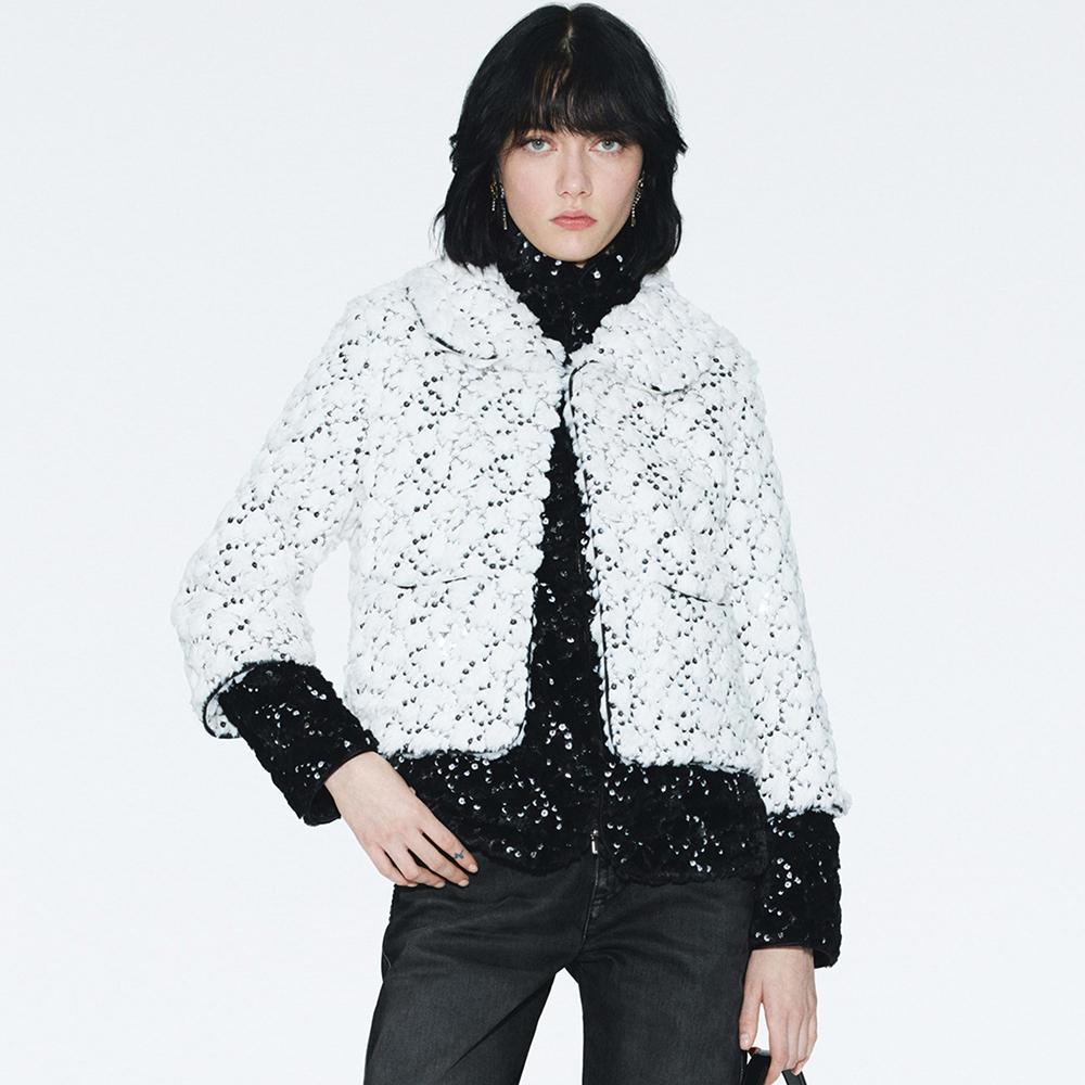 NIGO Chanel Jacket Mixed Fibers Sequins White Black #nigo334701