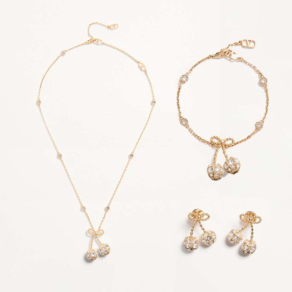 NIGO Valentino Cherryfic Bracelet Earrings Necklace In Metal And Swarovski Woman #nigo334787