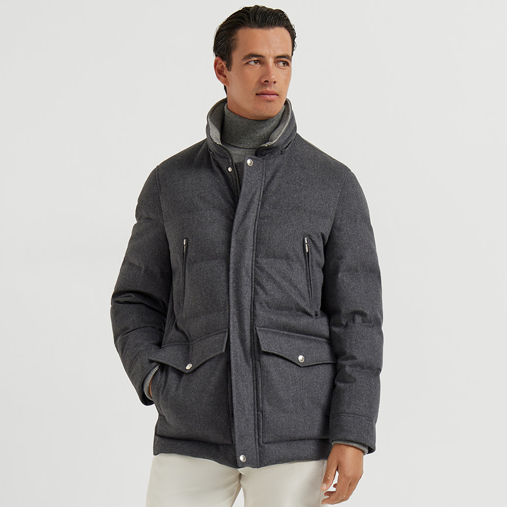 NIGO Brunello Cucinelli Men's Wool Down Jacket Gray #nigo334783