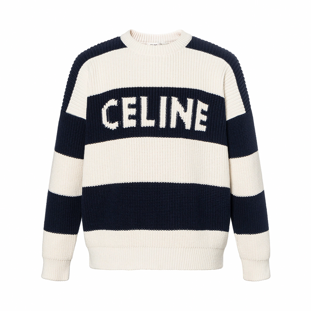 NIGO Celine Men's Colorblock Striped Logo Letter Knitted Loose Long-sleeved Sweater #nigo334964