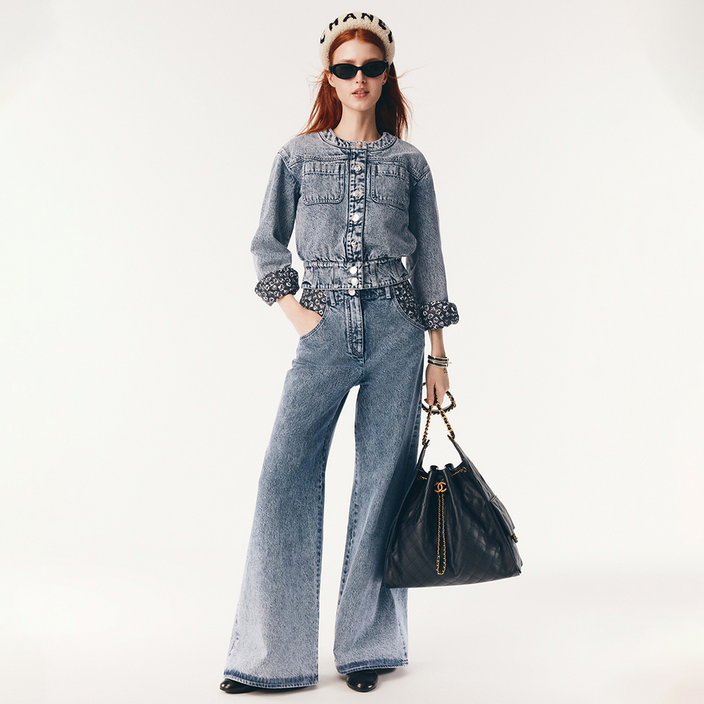 NIGO Chanel Blouson Jeans Printed Washed Denim Blue #nigo334789