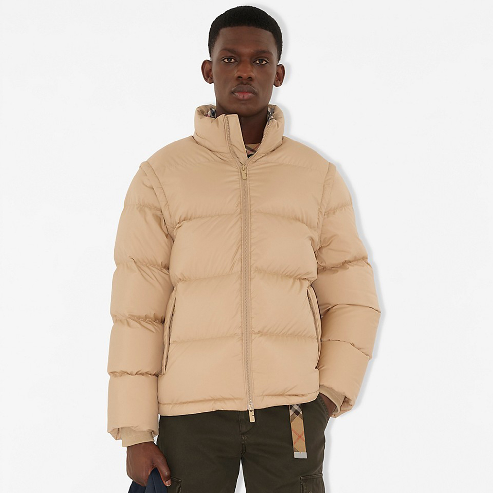 NIGO Burberry Detachable Sleeve Puffer Jacket in Flax Men's Nylon #nigo335005