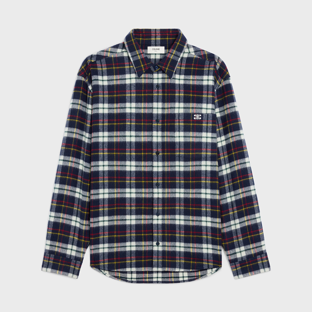 NIGO Celine Relaxed Shirt in Brushed Checked Wool #nigo335061