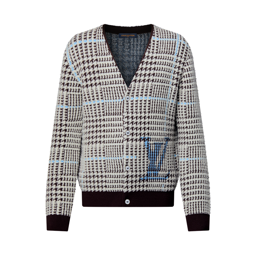 NIGO Louis Vuitton Textured Plaid Cardigan 1AJBSP #nigo335295