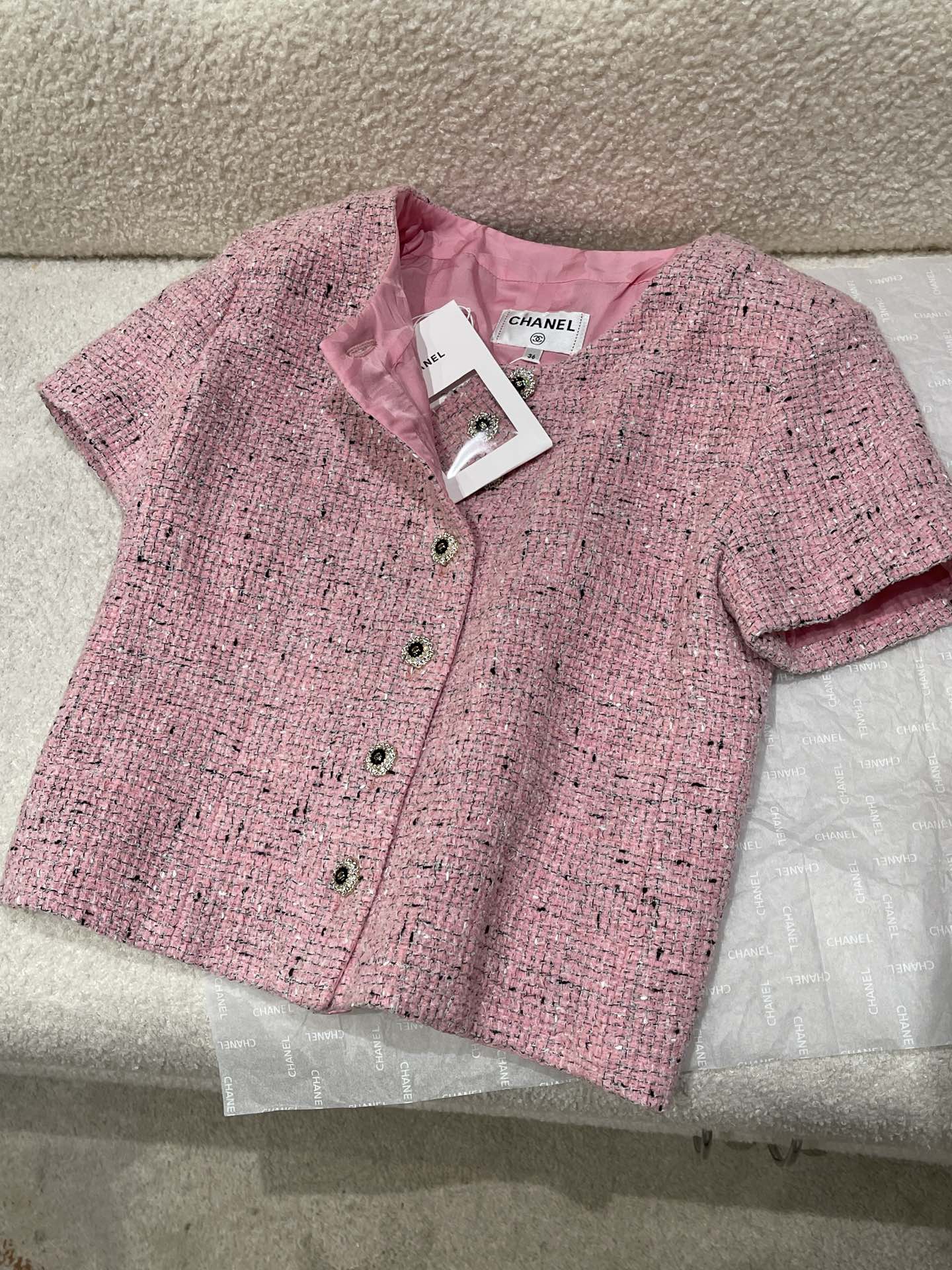 NIGO Chanel Short-sleeved Top Shorts Tweed Pink Black White#nigo335416