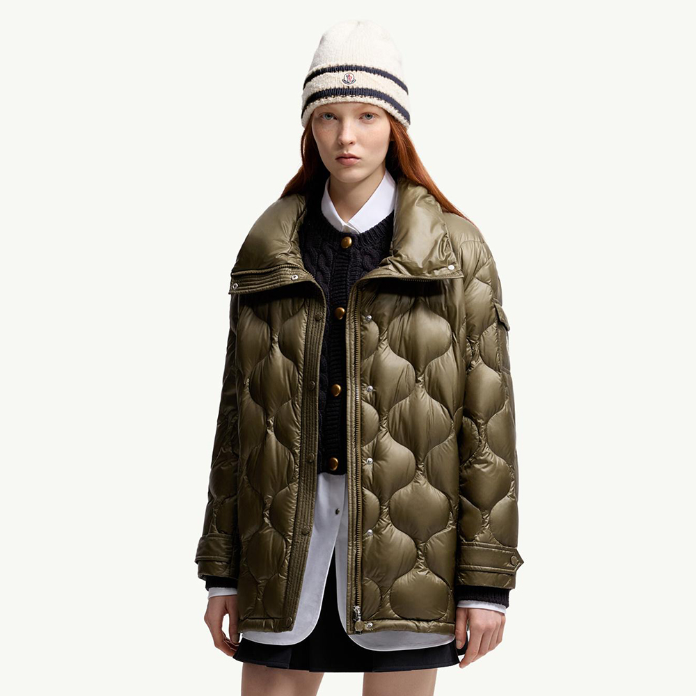 NIGO Moncler Women's Olive Green Lombi Hooded Mid-Length Down Jacket Long Jackets Parka #nigo335457
