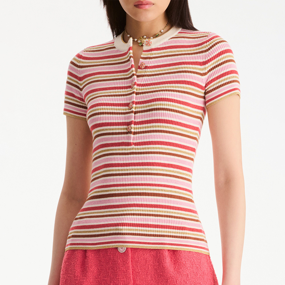 NIGO Chanel Short-sleeved Top Cotton Mixed Fibers Pink Red Green #nigo335461
