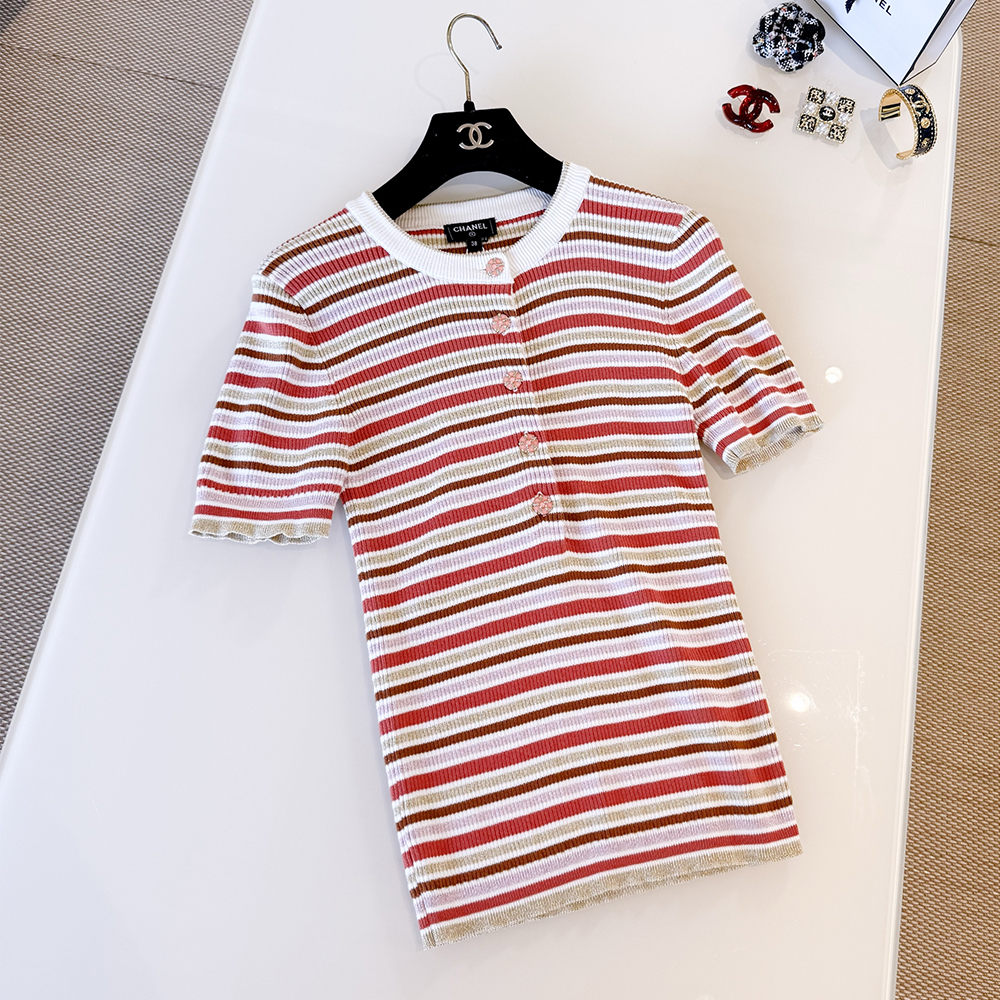 NIGO Chanel Short-sleeved Top Cotton Mixed Fibers Pink Red Green #nigo335461