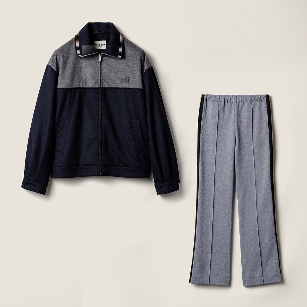 NIGO MiuMiu Blue grey Velour Blouson Zipper Jacket Navy Jersey Pants   #nigo335444