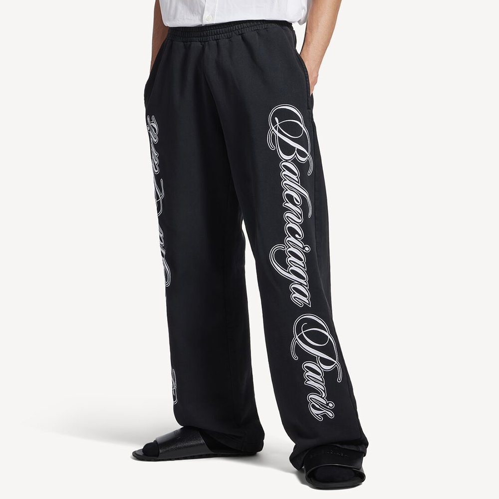 NIGO Balenciaga Men's Cursive Baggy Pants in Black white  #nigo335553