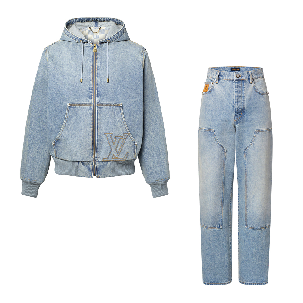 NIGO Louis Vuitton Hooded Workwear Denim Blouson Denim Carpenter Pants 1AJBAO 1AJBKS #nigo335609