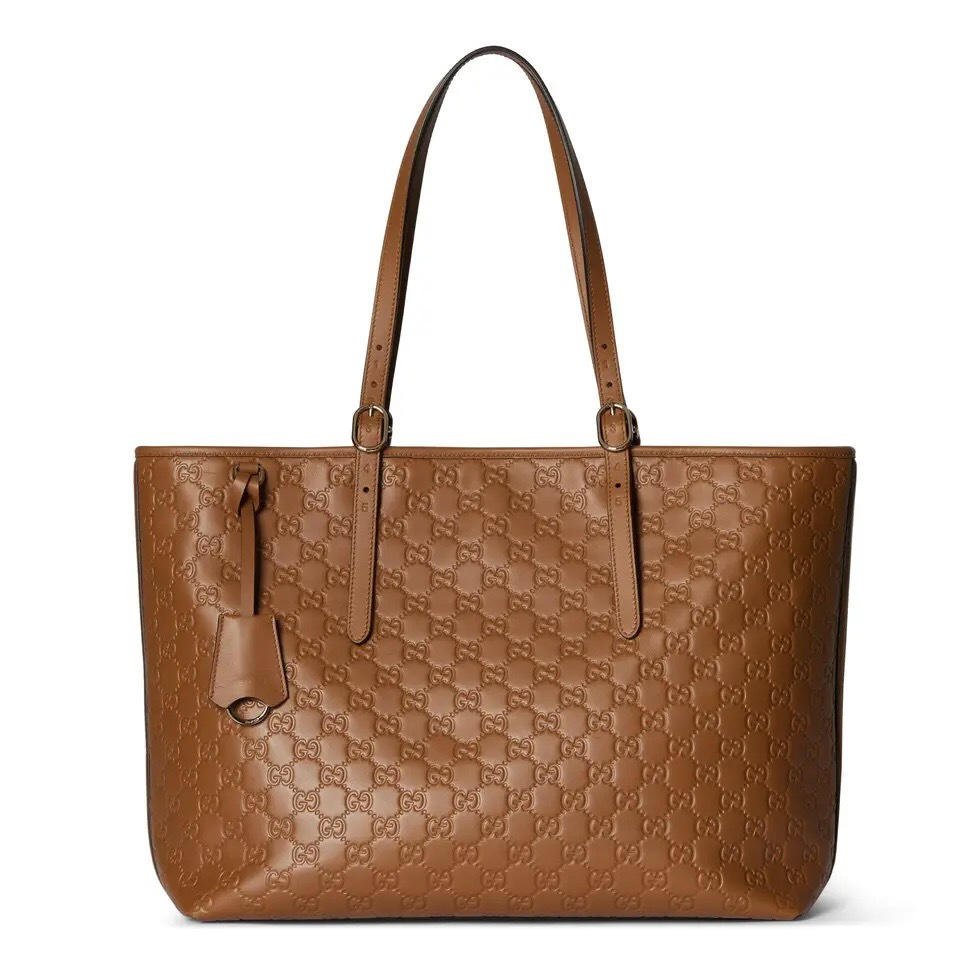 NIGO Gucci GG Emblem Debossed Leather Tote #nigo335611