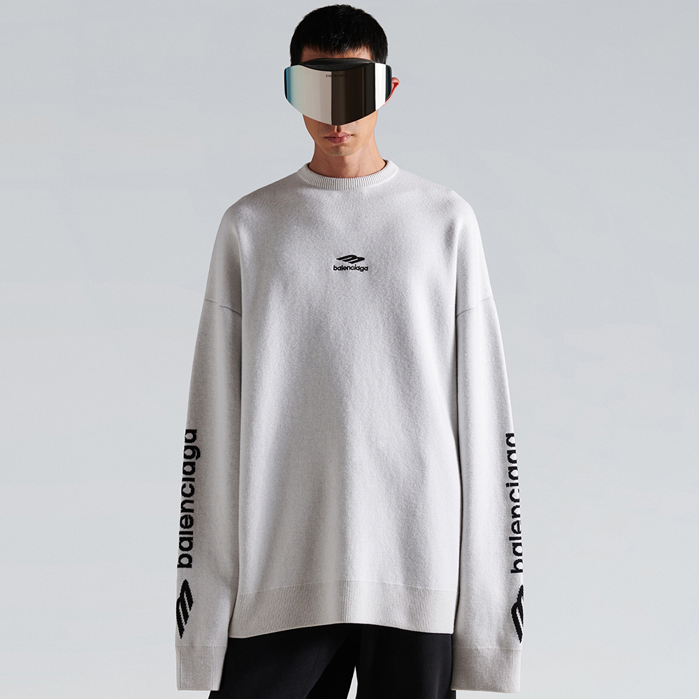NIGO Top-quality Version Balenciaga Men's 3B Sports Icon Ski Crewneck in White Black #nigo335728