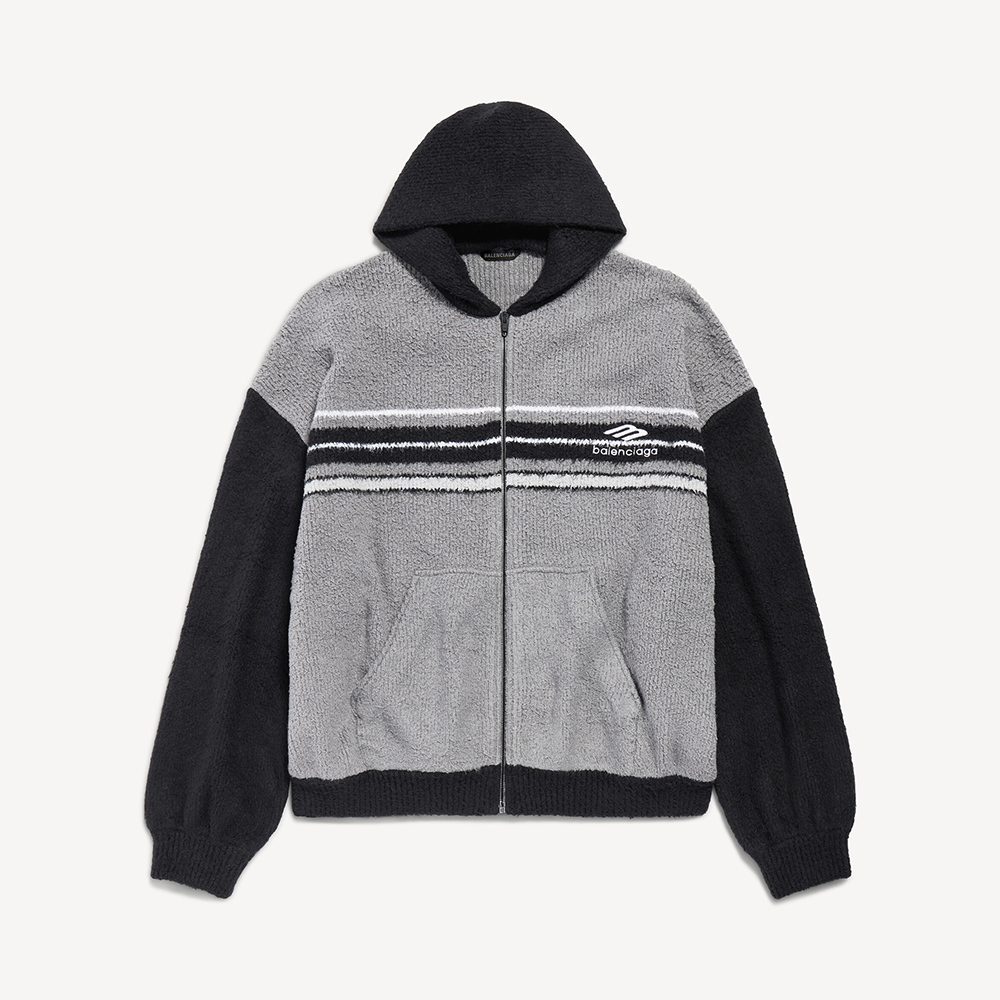 NIGO Balenciaga Men's Fluffy Zip-up Hoodie Grey Black White #nigo335469