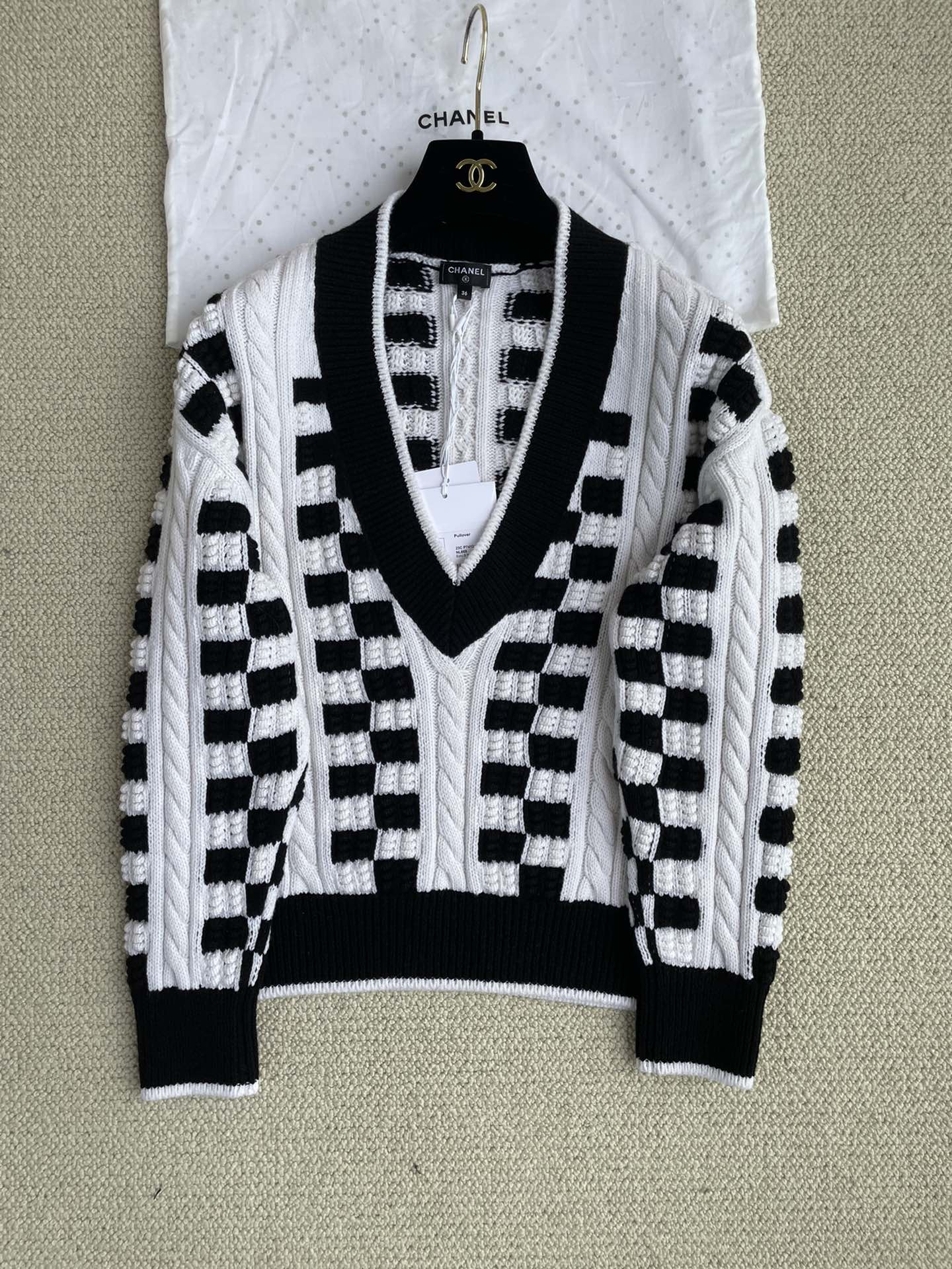 NIGO Chanel Black White Checkered Cashmere Sweater #nigo335793